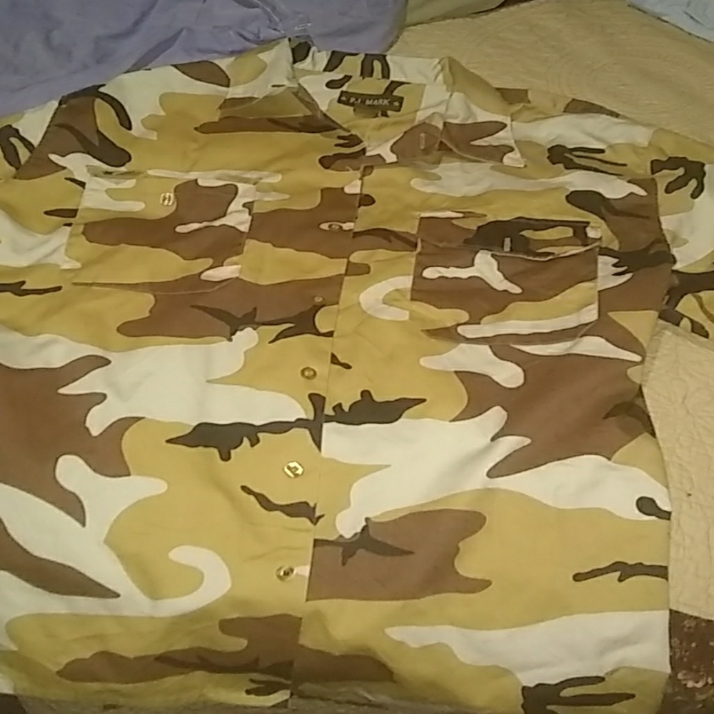 Long sleve multi colored camo button down
